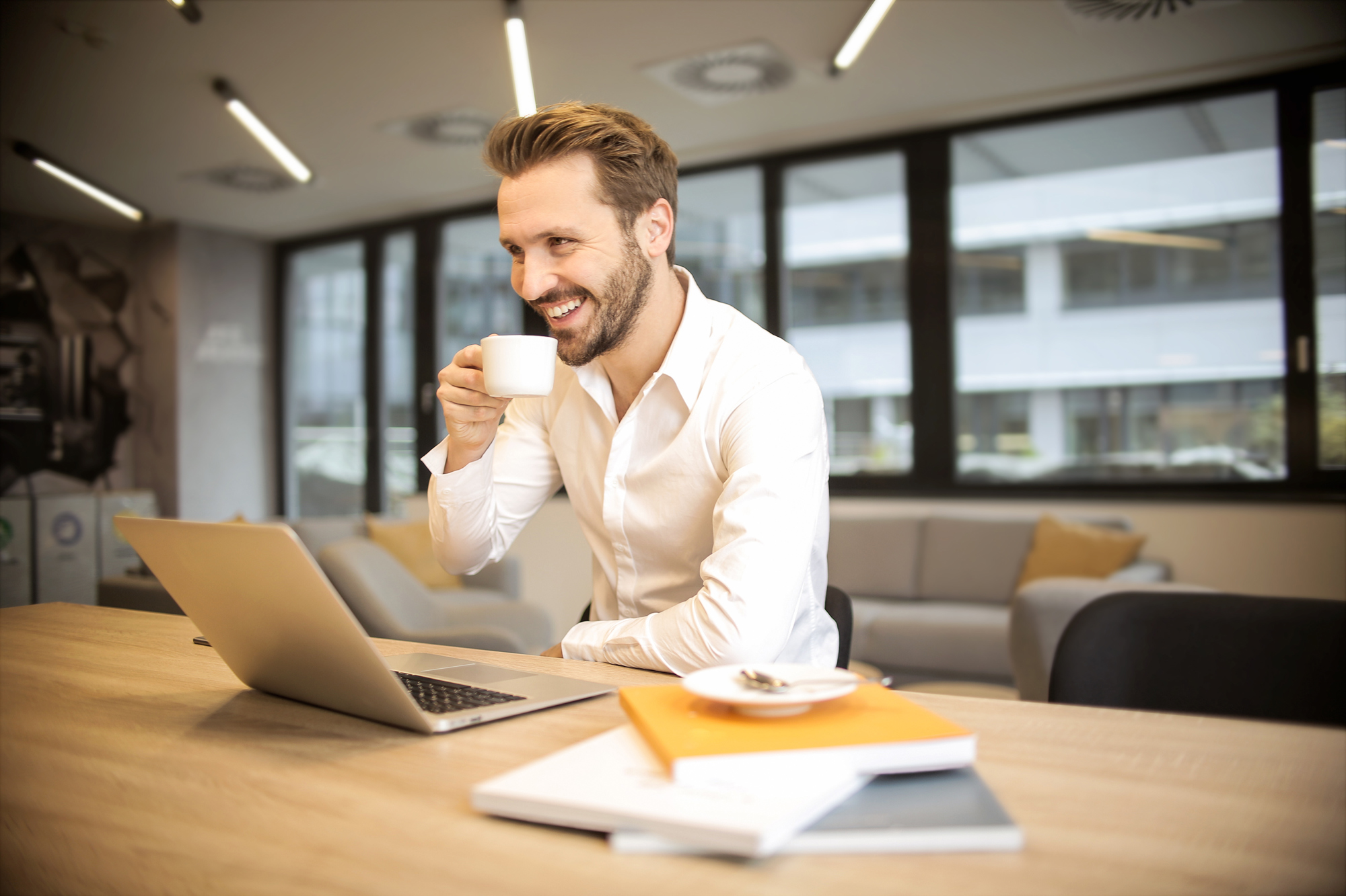 Handsome Businessman Having Coffee